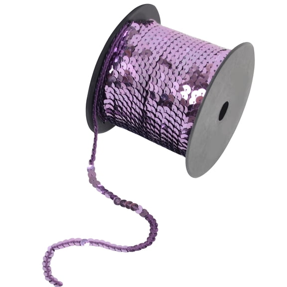 Flat Sequin Strip, 6mm String Metallic Sequin Strand, Paillette Metallic Sequin Trim Sewing DTY Craft Embellishment, 100 Yards, Lavender