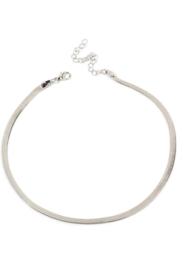 Flat Serpentine Snake Bone Chain Choker Necklace Swirl Herringbone Chain Clavicle Necklace for Women Friend Jewelry Birthday Gift