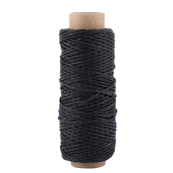 Flat Sewing Coarse Braid Waxed Thread For Leather Craft Repair 50m 1mm(Black)