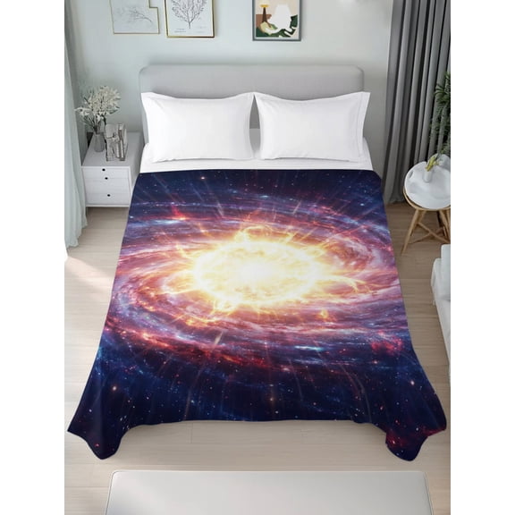 Flat Sheet Bed Sheets, Galaxy Planet Theme Soft Top Sheet Brushed Microfiber Bedding Sheet - 1 Queen Size Flat Sheet Only, Moon Outer Space