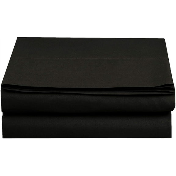 Elegant Comfort 1500 Premium Hotel Quality 1-Piece Flat Sheet, Softest Quality Microfiber - Full Black