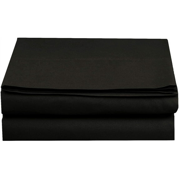 Elegant Comfort 1500 Premium Hotel Quality 1-Piece Flat Sheet, Softest Quality Microfiber - Full Black
