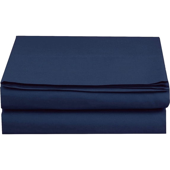 Elegant Comfort Queen Flat Sheet Only, Cooling Breathable Microfiber Top Sheet, Fade Resistant, Navy Blue