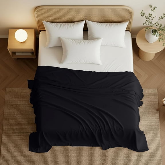 Flat Sheets Pack of 6 Soft Brushed Microfiber Shrinkage Fade Resistant Easy Care King Black