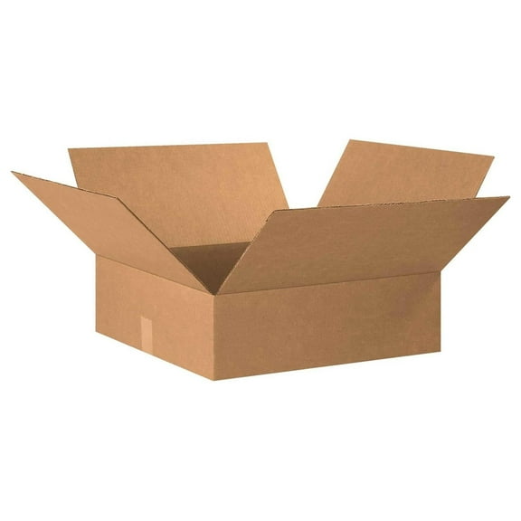 Flat Shipping Boxes 20x20x6 - 15 Pack Corrugated Cardboard Boxes for Moving, Books, Mirrors, Clothing - 200# ECT-32 Strength, Recycled Content