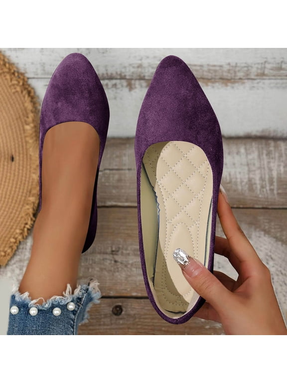 Flat Shoes for Women 2026 Casual Pointed Toe Slip On Casual Ballet Flats Comfortable Ballerina Business Soft Walking Shoes Dark Purple 41