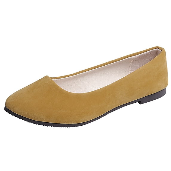 Flat Shoes for Women 2026 Casual Pointed Toe Slip on Ballet Dance Shoes Comfortable Business Soft Walking Shoes Yellow Size 9.5