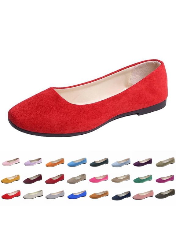 Flat Shoes for Women Slip On Comfortable Walking Ballerina Shoes Ladies Cute Ballet Flats Pumps Low Wedge Dolly Shoes, 36