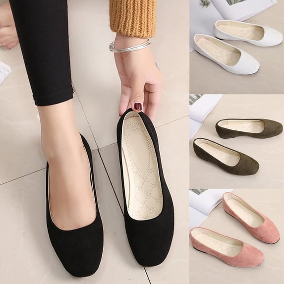 Flat Shoes for Women Slip On Comfortable Walking Ballerina Shoes Ladies Cute Ballet Flats Pumps Low Wedge Dolly Shoes, 37