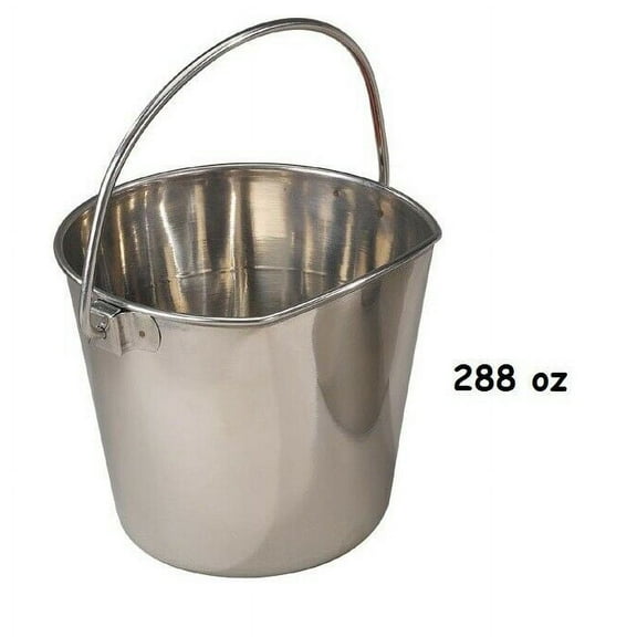 Flat Sided Hanging Feeding Pail Snag Free Heavy Duty Stainless Steel Choose Size (288oz / 9qt)