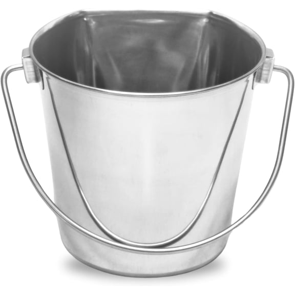 Flat Sided Stainless Steel Bucket Without Hooks - 4 Quarts