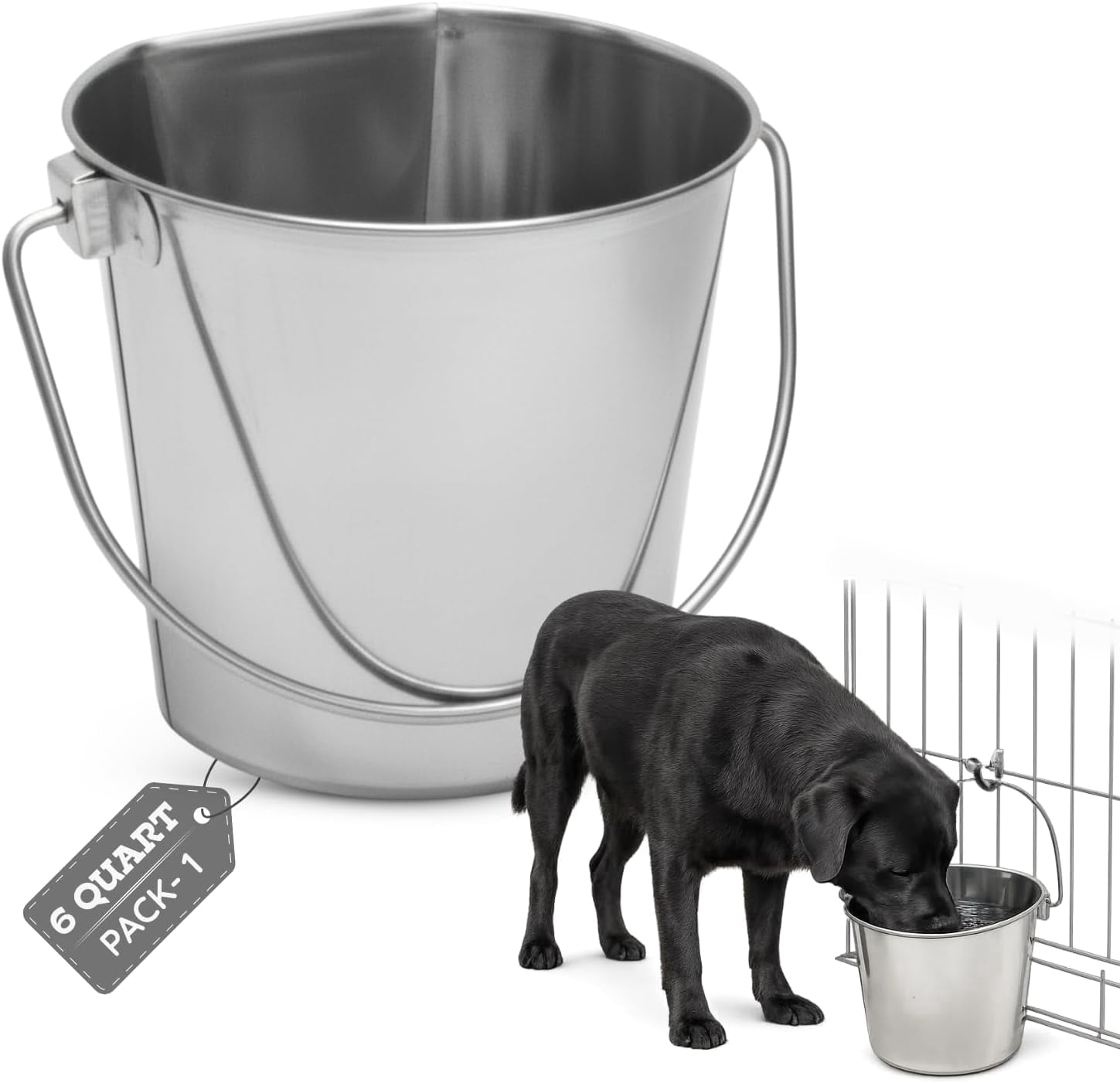 Flat Sided Stainless Steel Bucket Without Hooks - 6 Quarts - Walmart.com