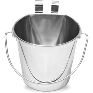 Heavy Duty Stainless Steel Dog Feeding Pail – Snag-Free Handles, 128 Oz (4 Quart) Capacity