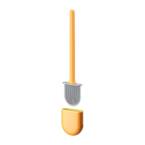 Flat Silicone Toilet Brush and Bathroom Accessory Set with Ventilated Design for Drying and Control Cleaning Tool for WC and Bathroom