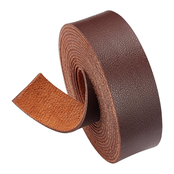 Flat Single Face Imitation Leather Cords Lychee Pattern Saddle Brown 25x1.8mm 2500mm/Roll Brown