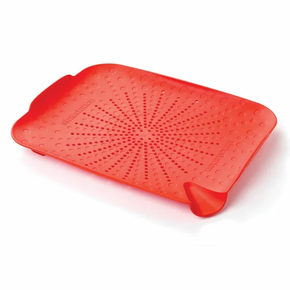 Flat Sink Colander Strainer Kitchen ?Ectangular 13.25X1.25X10.5" White/Red 2Pk