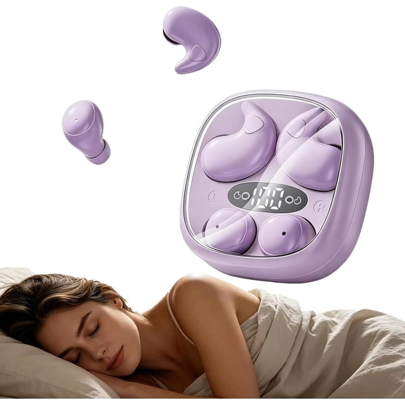 Flat Sleep Earbuds for Side Sleepers, Invisible Mini Earbuds for Small Ear Canals, Bluetooth 5.4, 66H Battery, Noise Blocking, Waterproof, LED Display for Sleep, Work & Travel