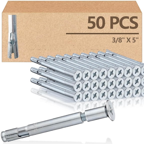 Flat Sleeve Anchors for Concrete, Zinc Plated Expansion Anchors Flush Mount Bolt for Masonry, Brick, Concrete Heavy Duty Bolts