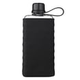 thumbnail image 1 of Flat Slim Pocket Water Bottle With Wave Textured Silicone Sleeve Carry Handle Lid Portable Travel Reusable Drinking Bottle, 1 of 4
