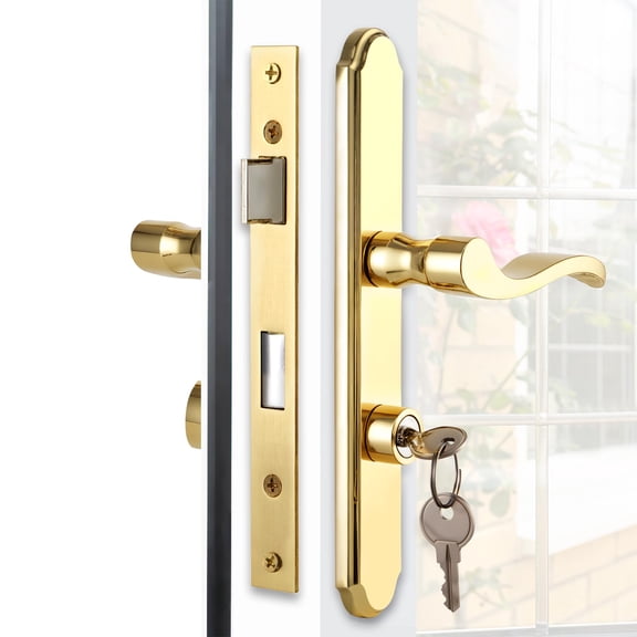 Flat Slot Storm Door Handleplete Set Mortise Keyed Lever Mount Latch With Deadbolt For Screen And Doors (bright)