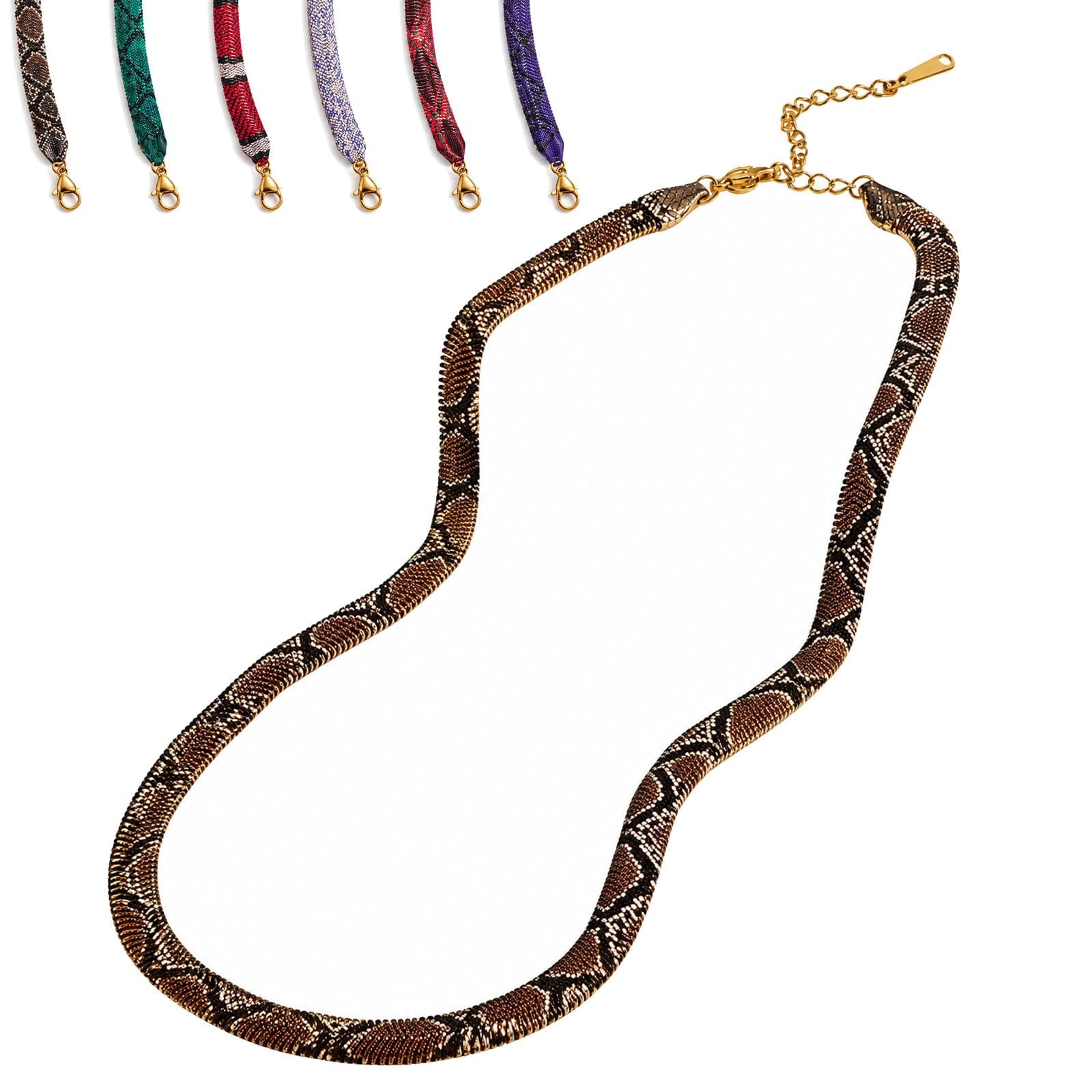 Snake Iconn Flat Snake Chain Choker Necklace Unisex, Serpent Statement Necklace ...