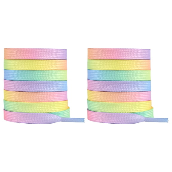 Flat Sneaker Shoelaces 0.9cm Wide Polyester Gradient Rainbow Laces for Casual and Sport Athletic Running Shoes Strings