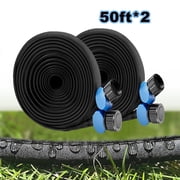 Rolarhola Garden Flat Soaker Hose 50ft 2 Pack for Garden Beds, Water Hose Linkable Irrigation System Lightweight and Easy Gardening Yard Work Watering Plants an