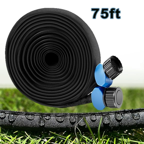 Rolarhola Garden Flat Soaker Hose 75ft for Garden Beds, Water Hose Linkable Irrigation System Lightweight and Easy Gardening Yard Work Watering Plants and Flowers