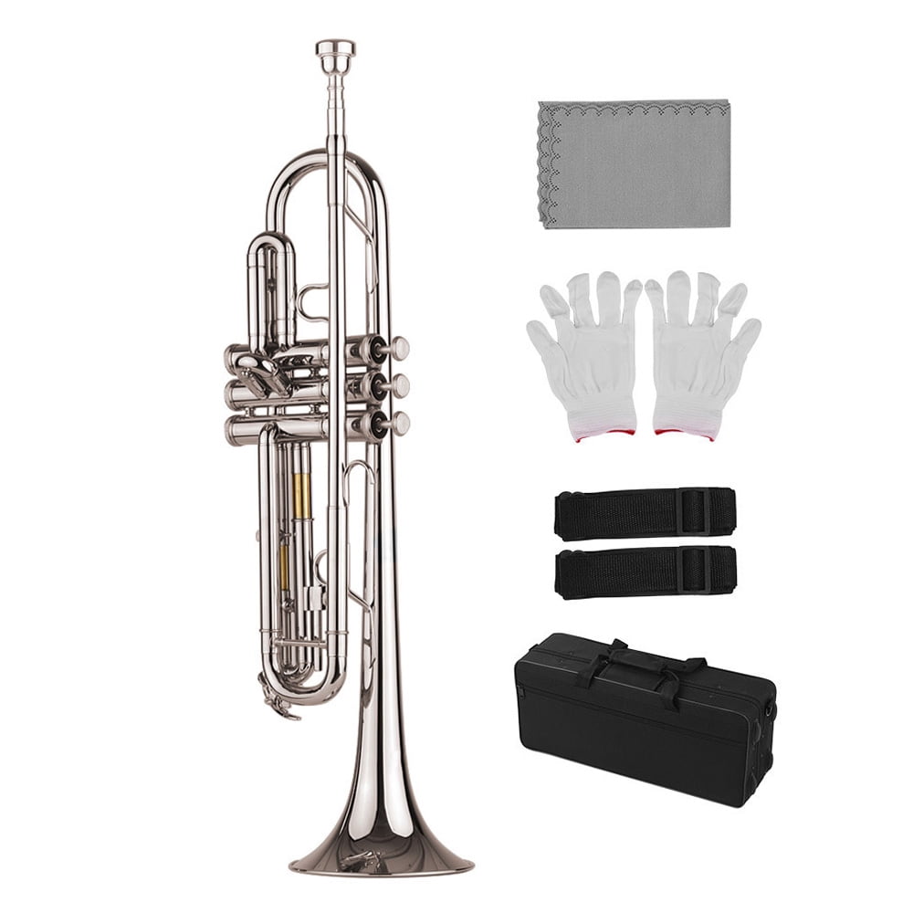 Beginner Bb Trumpet – Gold/Silver Brass Professional Wind Instrument With Mouthpiece & Case
