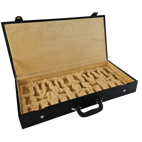 Flat Storage Box Fr Up To 4" Staunton Chess Men Set Black Faux Leather 3.75"