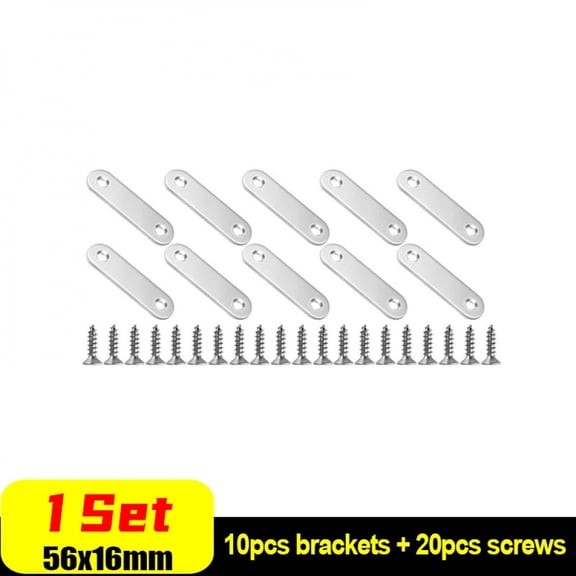 Flat Straight Brace Brackets Mending Joining Plates Repair Fixing Connector Stainless Steel Furniture Cabinet Corner Bracket