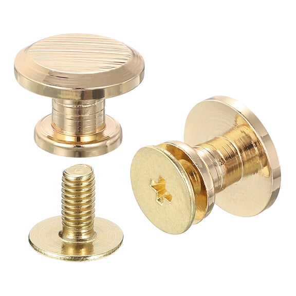 Flat Studs Rivet 20 Pack 10.5x6.5mm Screw Back Rivets, Gold Tone
