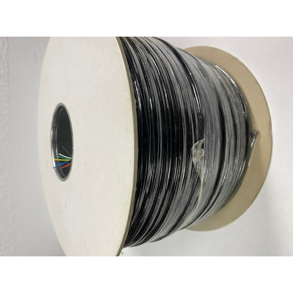 Flat Telephone Wire, 6 Conductor, 28 Gauge Stranded Copper Wire, Black Jacket