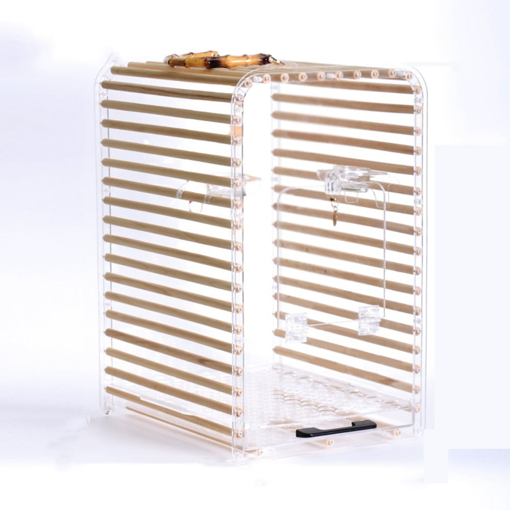 Picture of Flat Top Acrylic Bird Cage Portable Breathable Ornamental Outdoor Bird ...