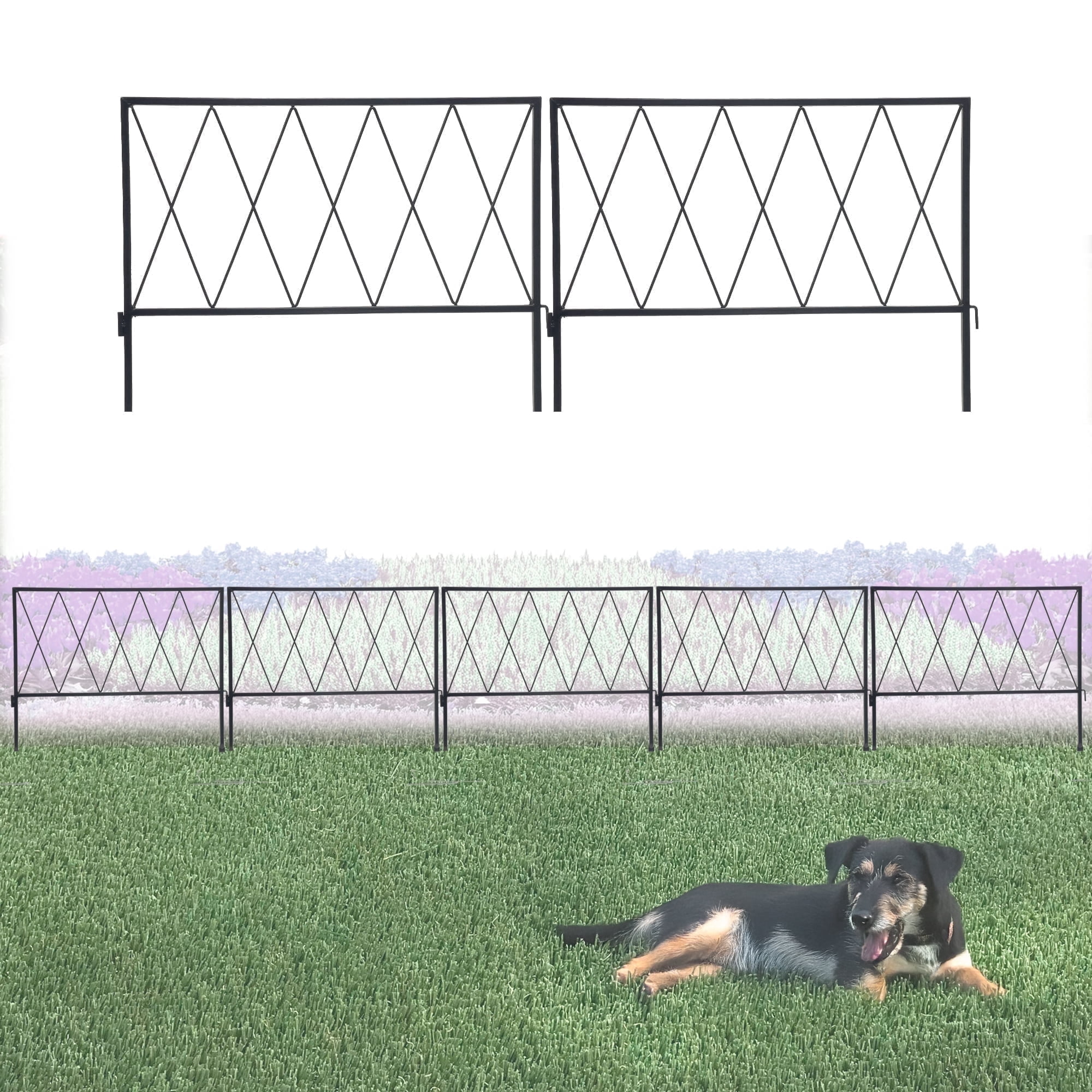 Glamos Wire 18 inch criss cross Decorative border fence 5 Pack 9 feet total