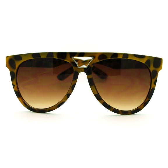 Flat Top Double Bridge Plastic Frame Tear Drop Aviator Sunglasses - Yellow Tortoise