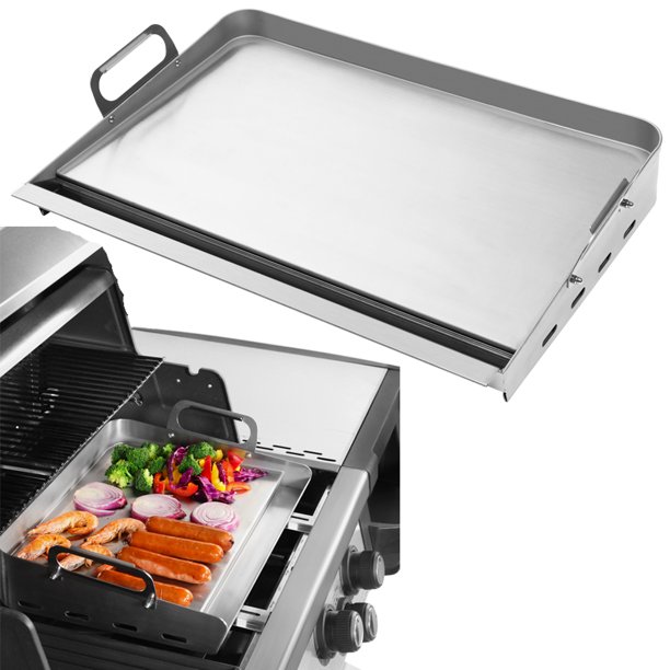 Flat Top Grill, Griddle for Gas Grill with Removable Grease Tray, 24" x