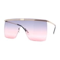 thumbnail image 1 of Flat Top Half Metal Rim Oversize Rectangle Shield Mob Sunglasses Gold - Black Pink, 1 of 4