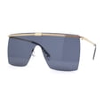thumbnail image 1 of Flat Top Half Metal Rim Oversize Rectangle Shield Mob Sunglasses Gold - Black, 1 of 4