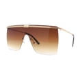 thumbnail image 1 of Flat Top Half Metal Rim Oversize Rectangle Shield Mob Sunglasses Gold - Brown, 1 of 4
