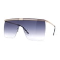 thumbnail image 1 of Flat Top Half Metal Rim Oversize Rectangle Shield Mob Sunglasses Gold - Smoke, 1 of 4