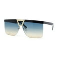 thumbnail image 1 of Flat Top Half Rim Euro Style Mafia Shield Plastic Oversize Sunglasses Black - Blue Brown, 1 of 4
