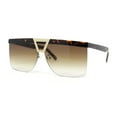thumbnail image 1 of Flat Top Half Rim Euro Style Mafia Shield Plastic Oversize Sunglasses Tortoise - Brown, 1 of 4