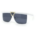 thumbnail image 1 of Flat Top Half Rim Euro Style Mafia Shield Plastic Oversize Sunglasses White - Black, 1 of 4