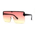 thumbnail image 1 of Flat Top Half Rim Oversize Shield 80s Fashion Sunglasses Tortoise Red Yellow, 1 of 4