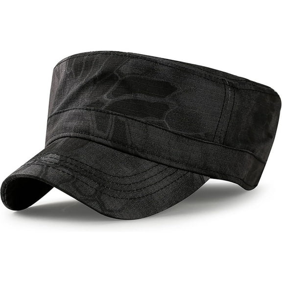 Flat Top Hat for Men Unisex Cadet Army Cap Flat Top Cadet Caps Adjustable Snapback Outdoor Leisure Camouflage Hat