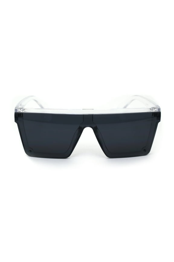 Flat Top Horn Rim Squared Mens Gangster Sunglasses Clear Black