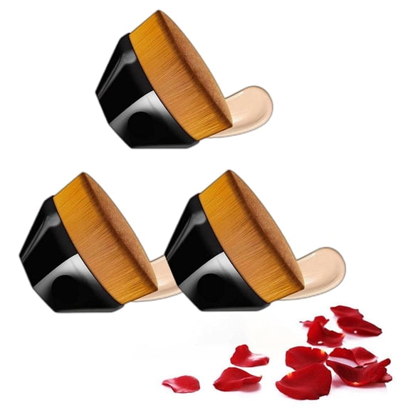 Flat Top Kabuki Foundation Brush, Flawless Mama Makeup Brush, Flat Top High-Density Multifunctional For Flawless Powder Foundation Brush With Storage Case (3 x Black)