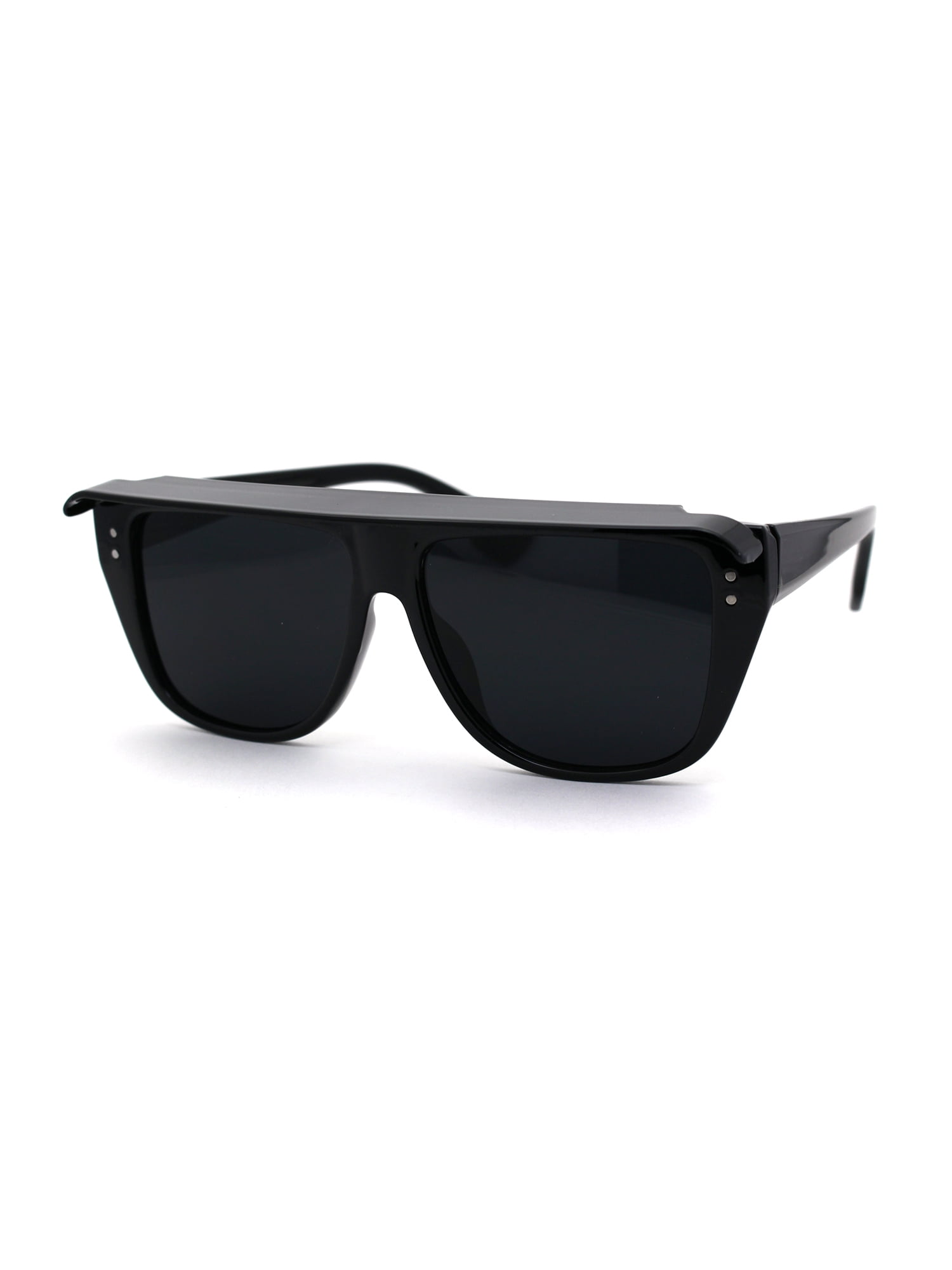 Flat Top Mob Plastic Top Visor Sunglasses All Black