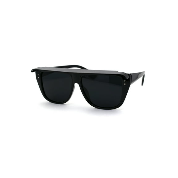 Flat Top Mob Plastic Top Visor Sunglasses All Black